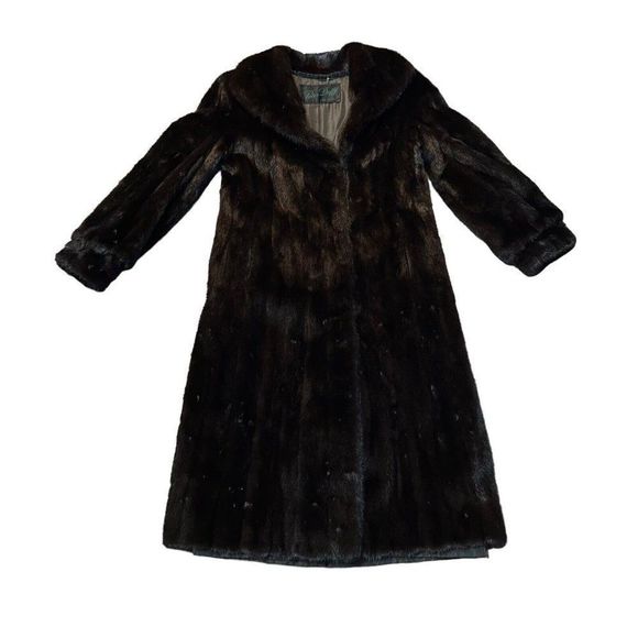 PETER DUFFY NEW YORK WOMENS HOOK AND LOOP TRENCH COAT MINK FUR - Picture 1 of 5